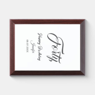 40th forty letterbirthday add name date year gray  award plaque