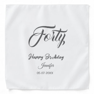 40th forty letterbirthday add name date year gray  bandana