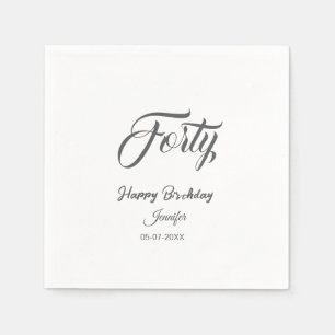 40th forty letterbirthday add name date year gray  napkins