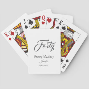40th forty letterbirthday add name date year gray  poker cards