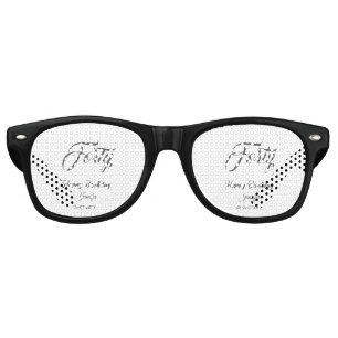 40th forty letterbirthday add name date year gray  retro sunglasses