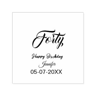 40th forty letterbirthday add name date year gray  self-inking stamp