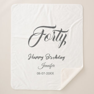 40th forty letterbirthday add name date year gray  sherpa blanket