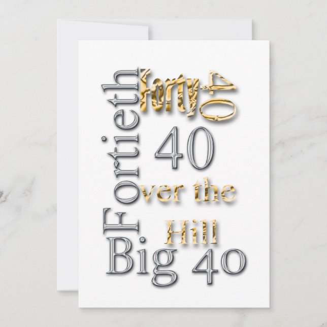 40th Gold silver fun party Invitation (Front)