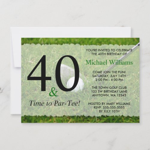 40th Golf Birthday Party Invitation