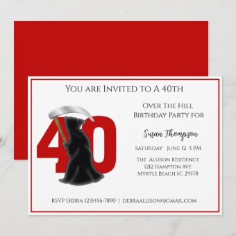40th Grim Reaper Birthday Invitation | Zazzle