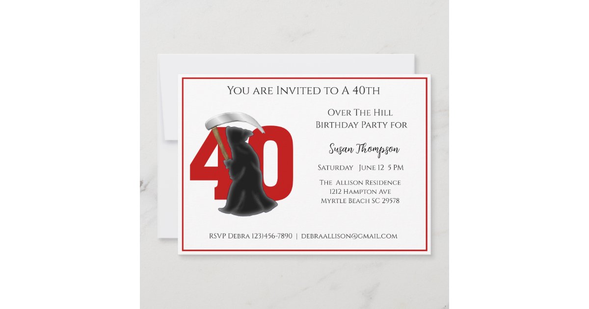 40th Grim Reaper Birthday Invitation | Zazzle