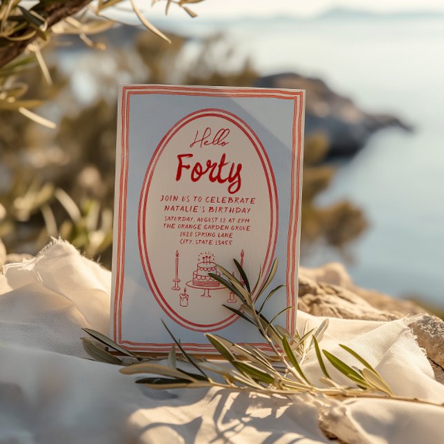 40th Hand Written Drawn Cake Quirky Fun Birthday Invitation (Creator Uploaded)