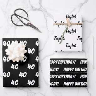  CENTRAL 23 Black Wrapping Paper for Women Men - 40th Birthday Wrapping  Paper - 6 Sheets of Eco Gift Wrap and Tags - Sprinkles - Age 40 Forty -  Husband Wife Birthday Gifts : Everything Else