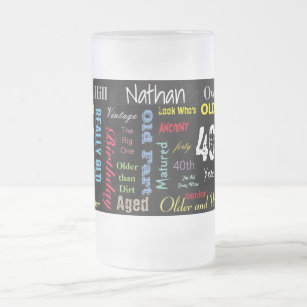 40th Happy Birthday in a Graffiti Style Frosted Glass Beer Mug