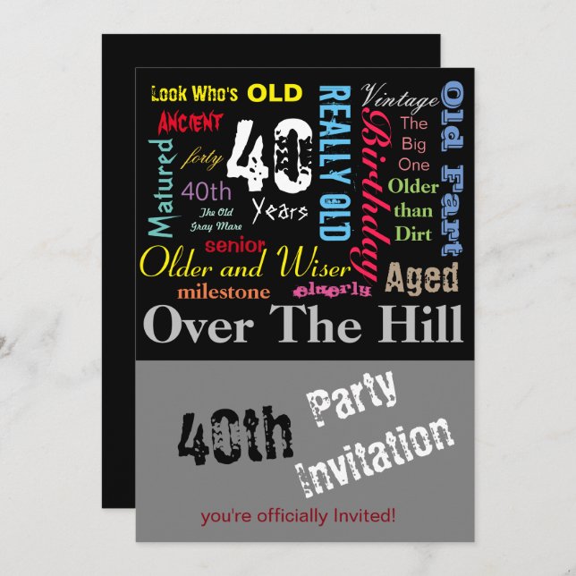 40th Happy Birthday in a Graffiti Style Invitation (Front/Back)