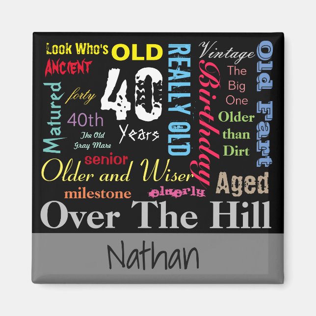 40th Happy Birthday in a Graffiti Style Magnet (Front)