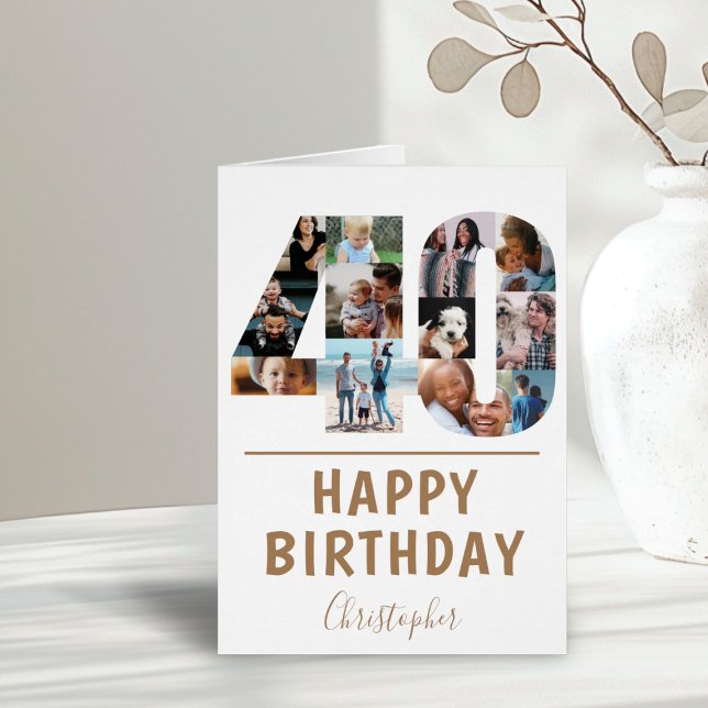 40th Happy Birthday Photo Collage  Cards (Creator Uploaded)