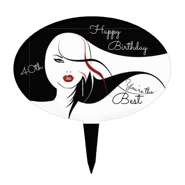 40th Happy Birthday You're the Best  Cake Topper (Front)
