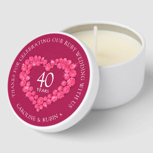 40th heart ruby wedding anniversary red custom mini candle favors