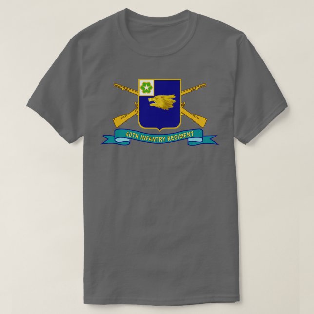 40th Infantry Regiment w Br Ribbon X T-Shirt (Design Front)