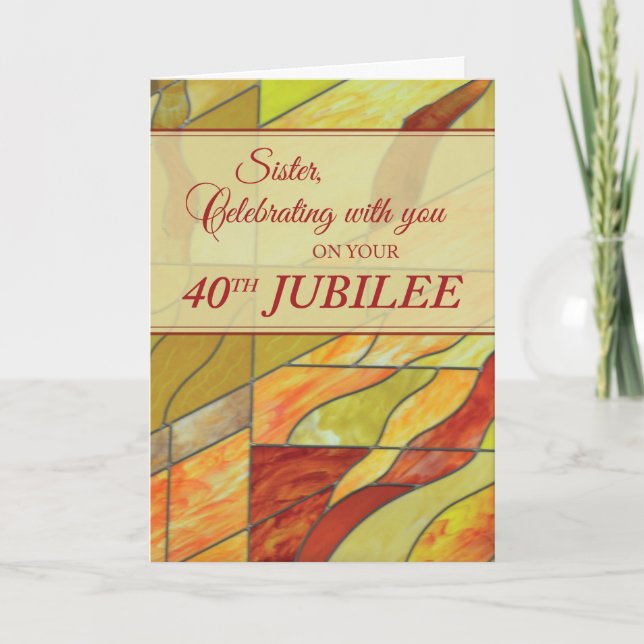 40th Jubilee, Nun, Stained Glass-Look Card (Front)