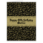 40th Jumbo Birthday Number Pattern Gold/Black