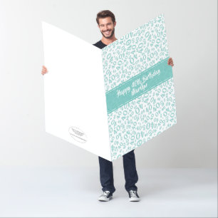 40th Jumbo Birthday Teal and White Number Pattern Card