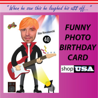 40th Mens 🎸🤣 Rockstar Birthday Guitar Funky Fun Cards