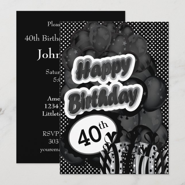40th Milestone Birthday Invitation (Front/Back)