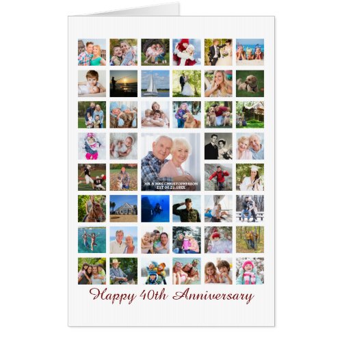 40th or 15th Ruby Anniversary 45 Photo Collage Card