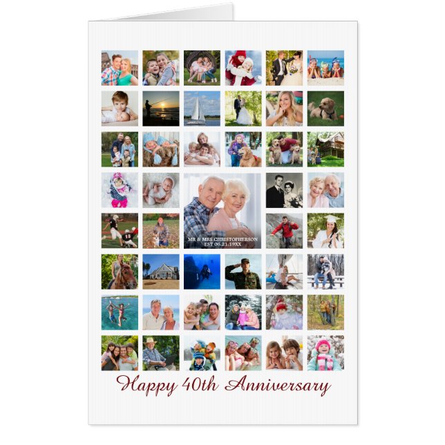 40th or 15th Ruby Anniversary 45 Photo Collage Card (Front)