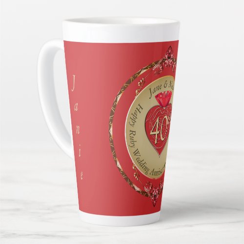 40th or 15th Ruby Wedding Anniversary Latte Mug