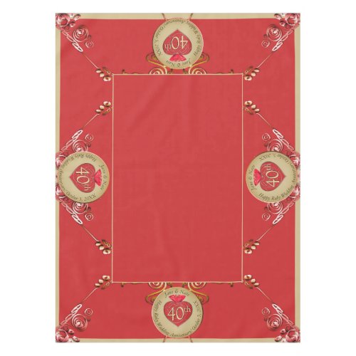 40th or 15th Ruby Wedding Anniversary Tablecloth