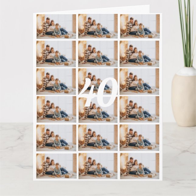 40th or Any Age Photo Collage Big Birthday Card (Front)