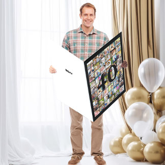 40th or Any Age Photo Collage Giant Birthday Card