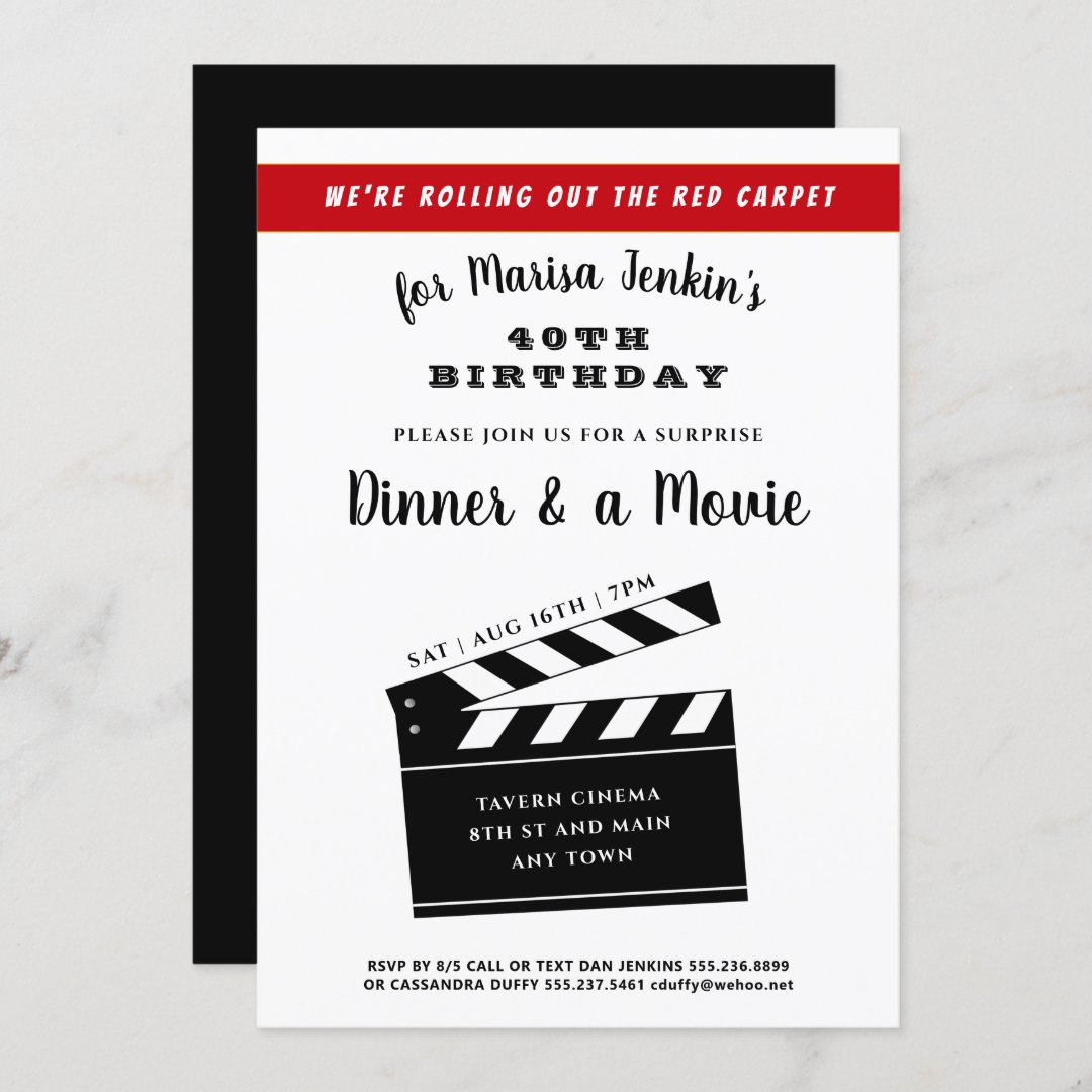 40th or Any Birthday Surprise Movie Theme Fun Invitation | Zazzle