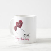 40th (or any) ruby wedding anniversary gift coffee mug (Front Left)