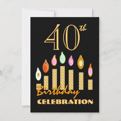 40th or Any Year Birthday Gold Candles Budget C05 Invitation