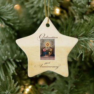 40th Ordination Anniversary Angels at Altar Ceramic Ornament
