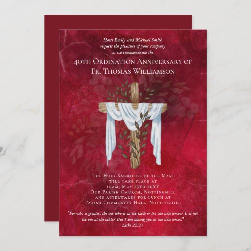 40th Ordination Anniversary Invitation Ruby