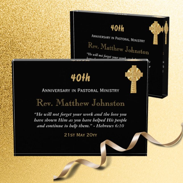 40th Ordination Anniversary Personalized Scripture Acrylic Award (Creator Uploaded)