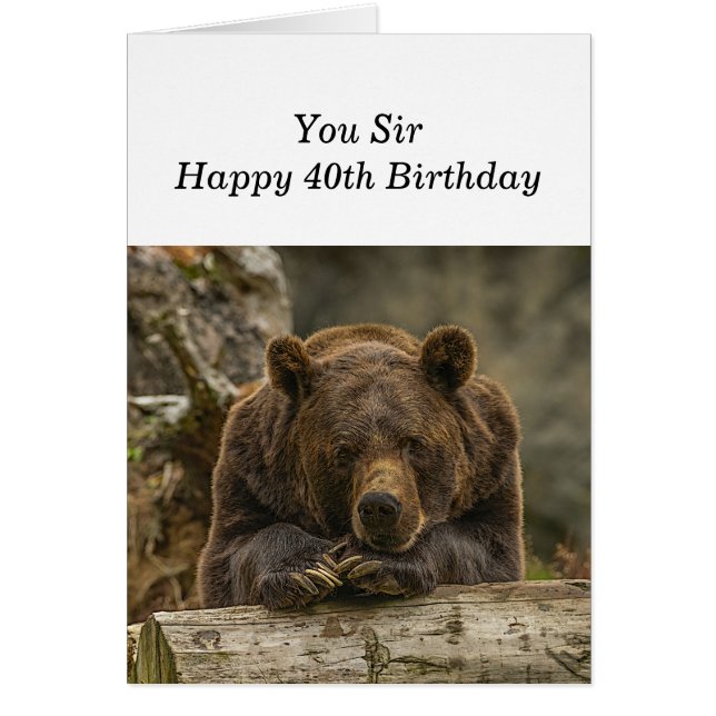 40th Over the Hill Serious Looking Grizzly Bear Cards (Front)
