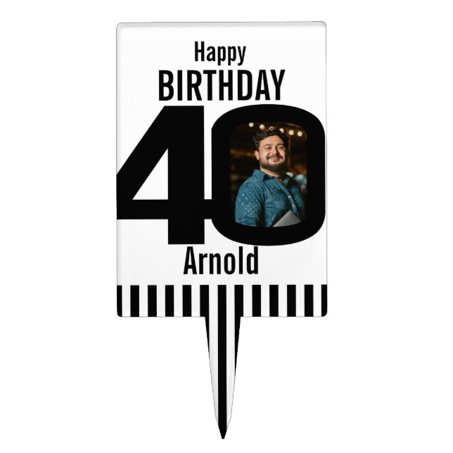 40th photo birthday cake topper (Front)