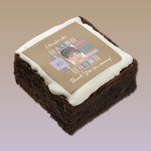 40th photo name brown lilac birthday party brownie
