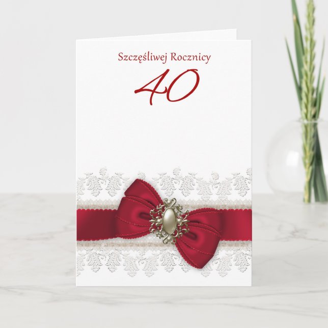40th Polish Wedding Anniversary Greeting Card (Front)