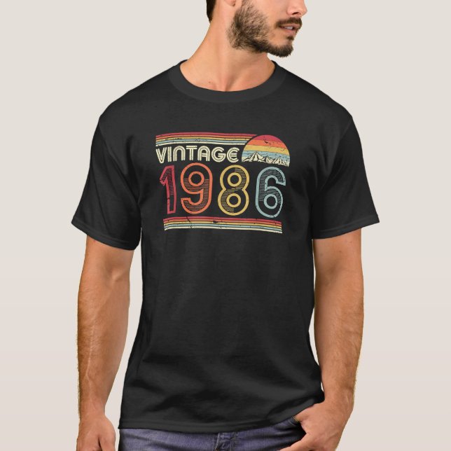 40th Retro 40 Years Old 40 Year Old 1986 Bday Gift T-Shirt (Front)