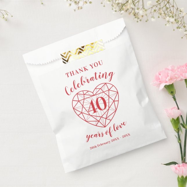 40th Ruby Anniversary 40 years personalized Favor  Favor Bag (Sealed)