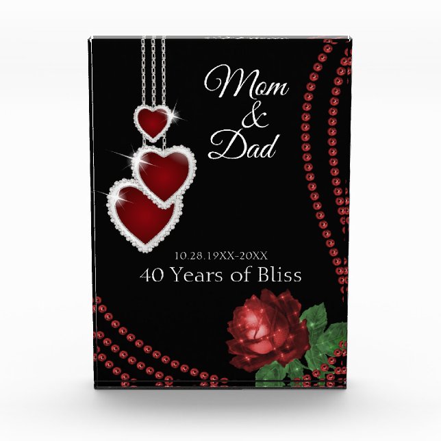 40th 💞 Ruby Anniversary Acrylic Award (Front)
