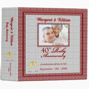 40th Ruby Anniversary Damask Binder