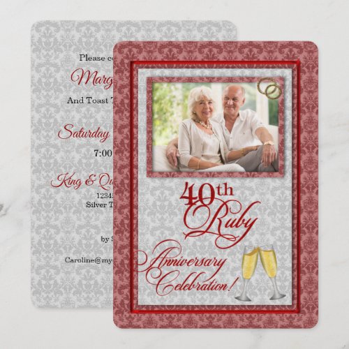 40th Ruby Wedding Anniversary Photo Invitations