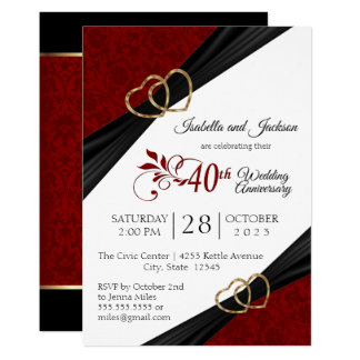 40th Ruby Anniversary Design Invitation