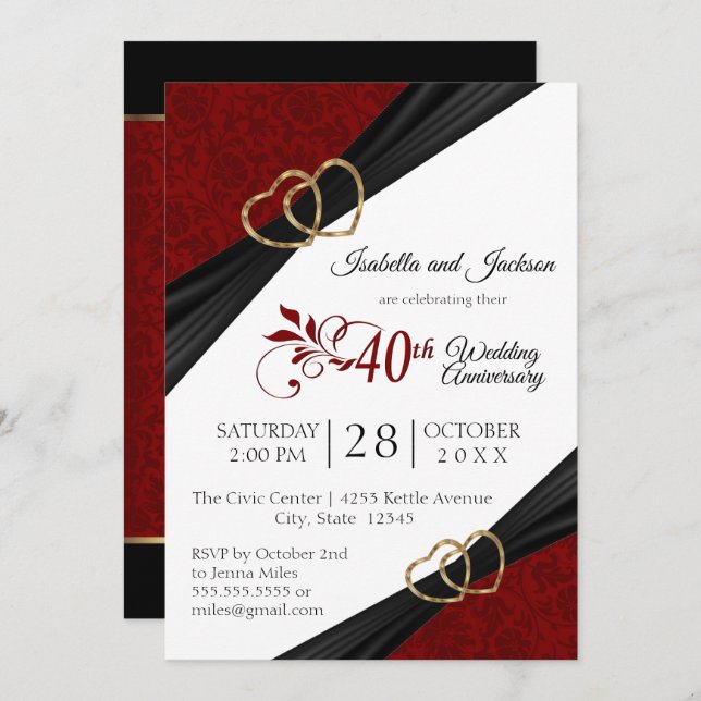 40th Ruby Anniversary Design Invitation (Front/Back)