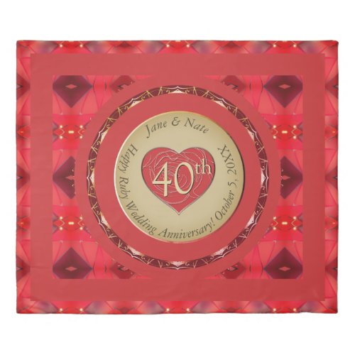 40th Ruby Anniversary Duvet Cover