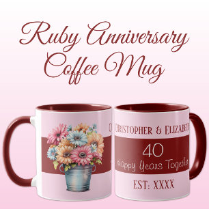 40th ruby anniversary flowers names pink mug